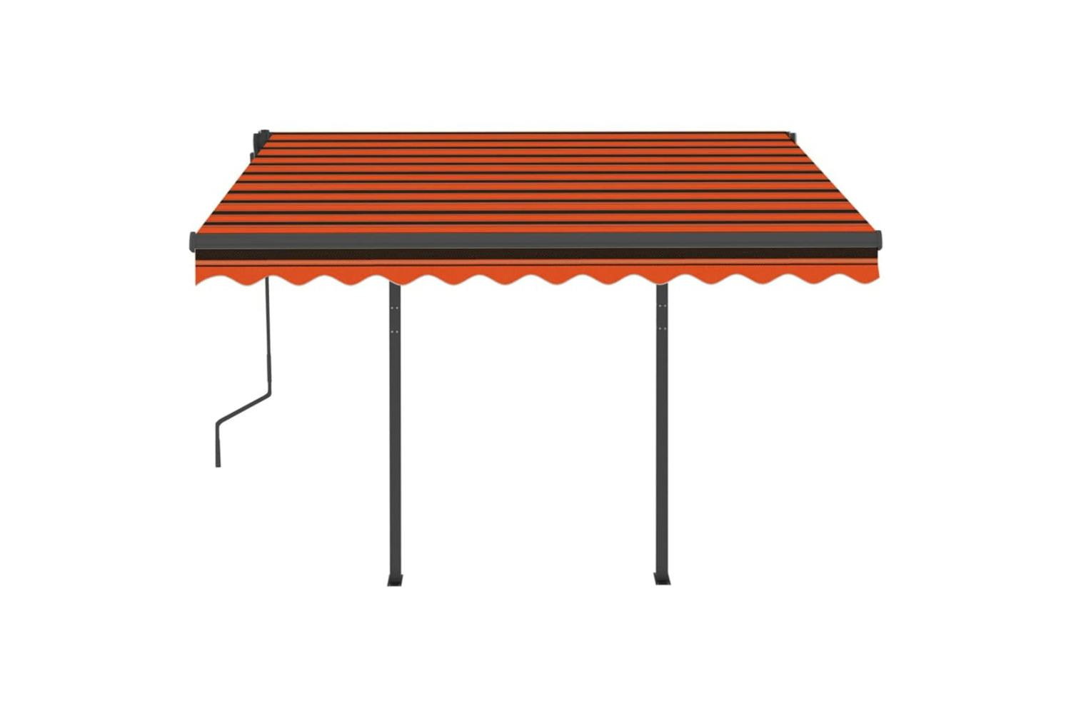 Vidaxl 3070125 Manual Retractable Awning With Led 3.5x2.5 M Orange And Brown
