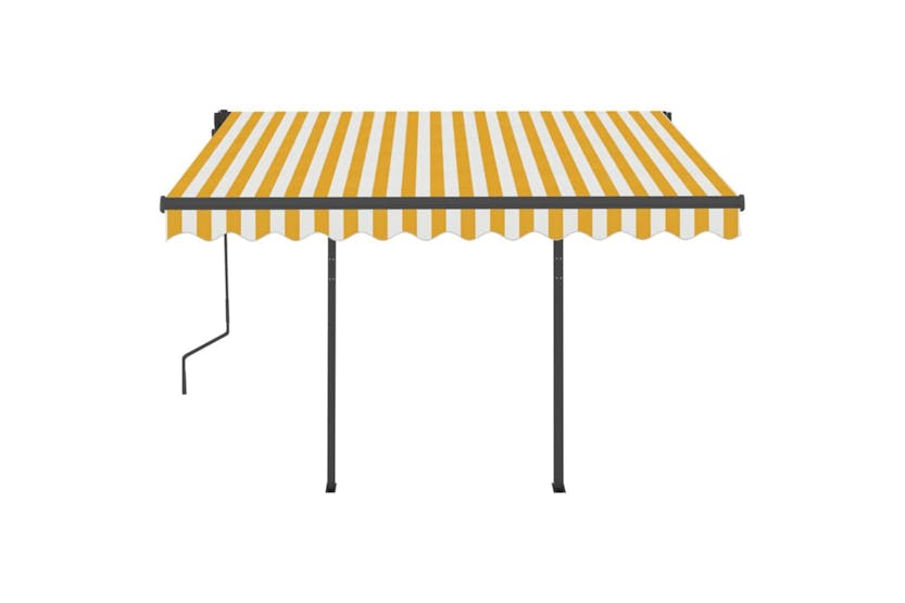 Vidaxl 3070123 Manual Retractable Awning With Led 3.5x2.5 M Yellow And White