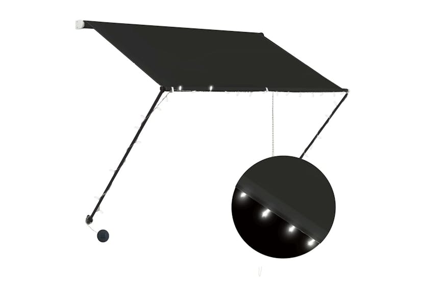 Vidaxl 145915 Retractable Awning With Led 150x150 Cm Anthracite