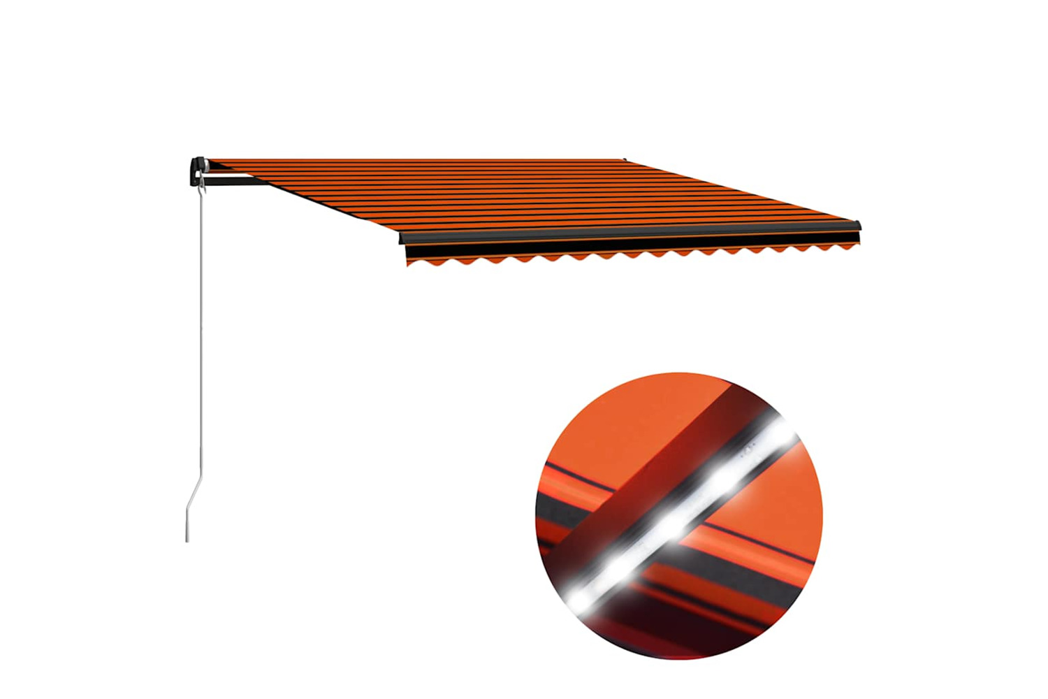 Vidaxl Manual Retractable Awning With Led 450x300 Cm Orange And Brown