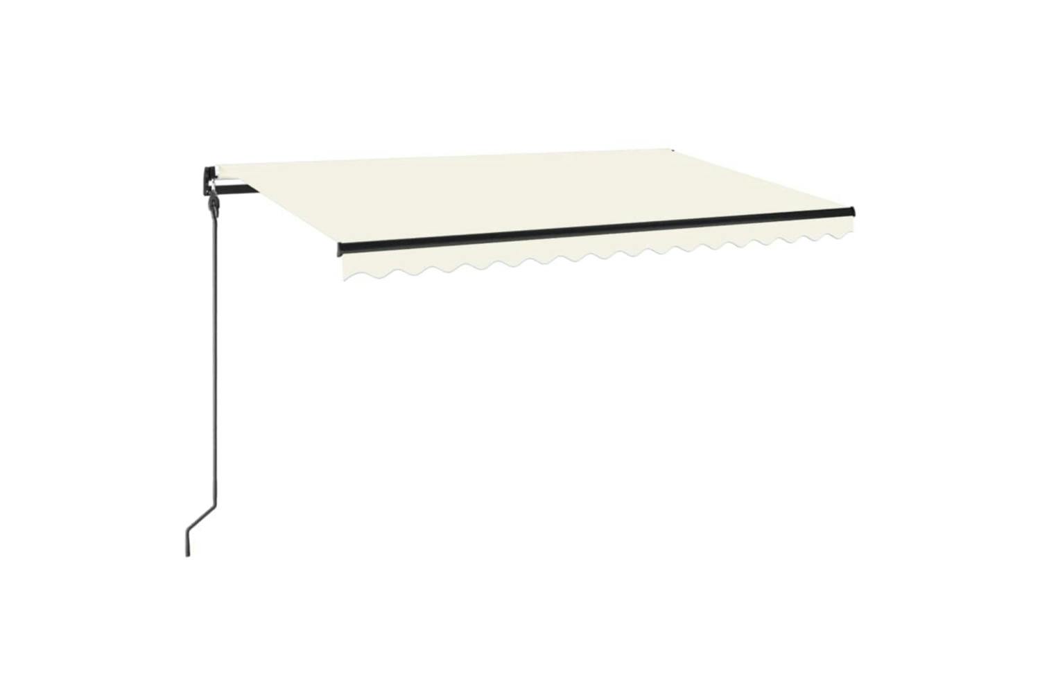 Vidaxl 3069122 Manual Retractable Awning With Led 450x300 Cm Cream