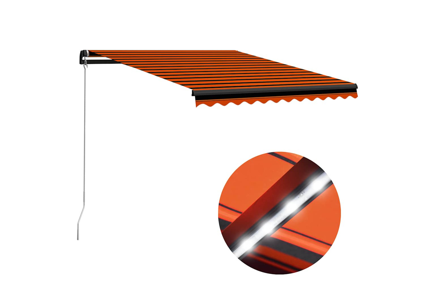 Vidaxl Manual Retractable Awning With Led 350x250 Cm Orange And Brown