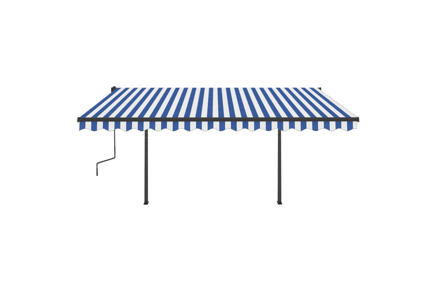 vidaXL 3070236 Manual Retractable Awning With Posts 4.5x3.5 M Blue And White