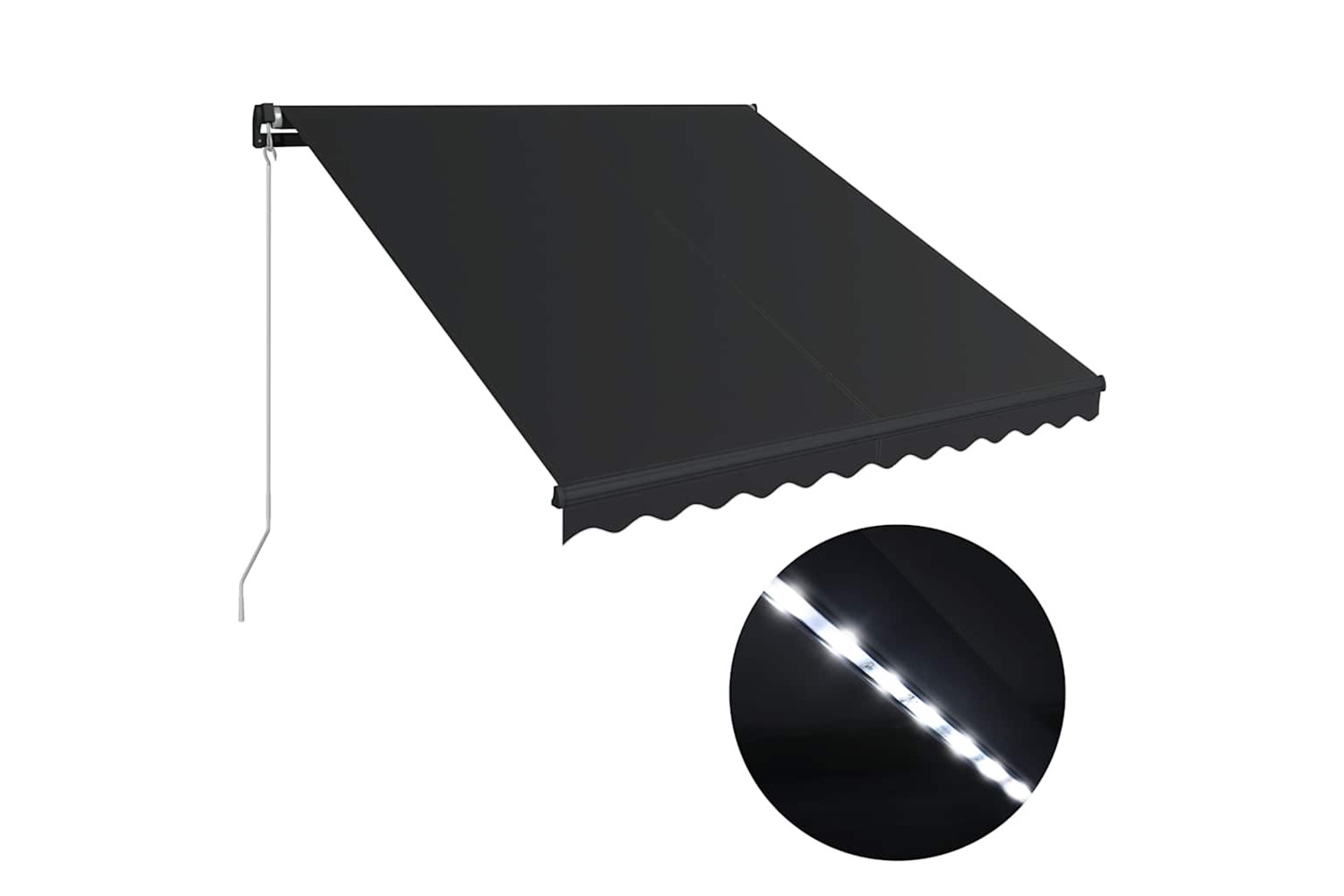 Vidaxl Manual Retractable Awning With Led 350x250 Cm Anthracite