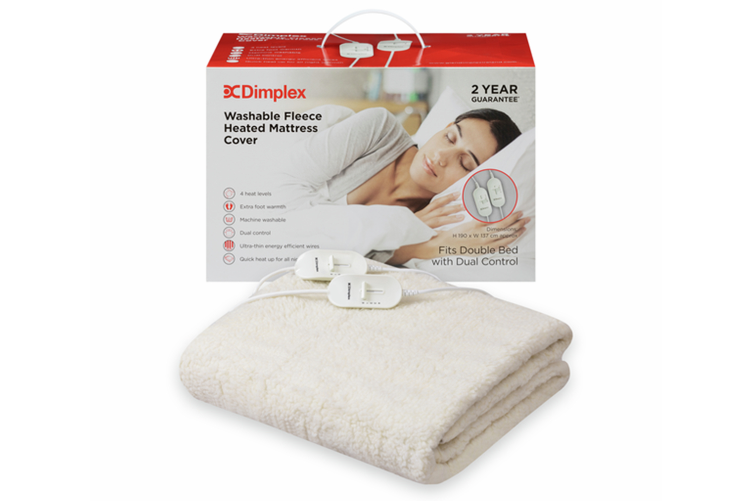 Dimplex Washable Fleece Heated Mattress Cover Double DMC3002