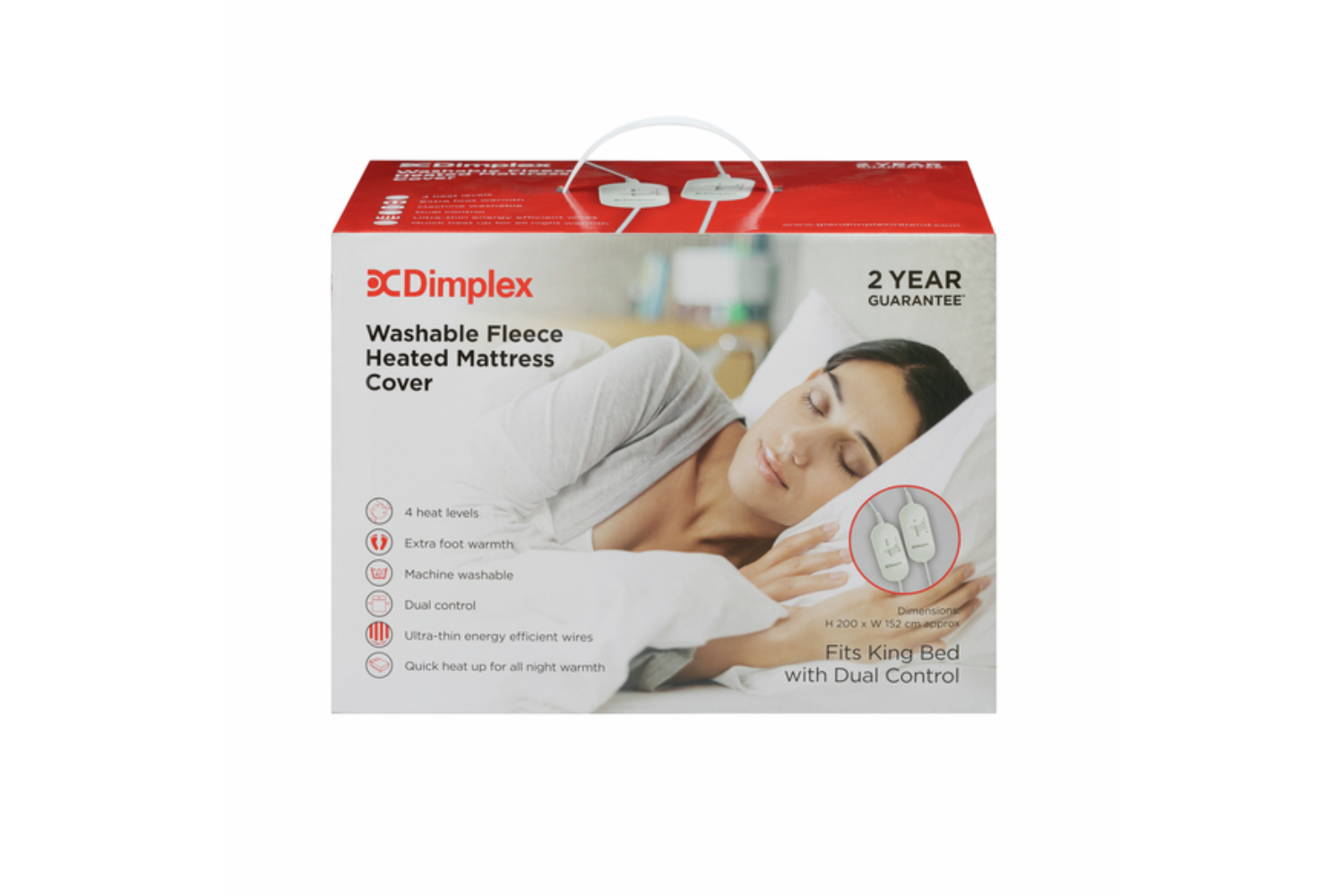 Dimplex Washable Fleece Heated Mattress Cover King DMC3003 White