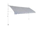 Vidaxl 43224 Manual Retractable Awning 400 Cm Blue And White Stripes