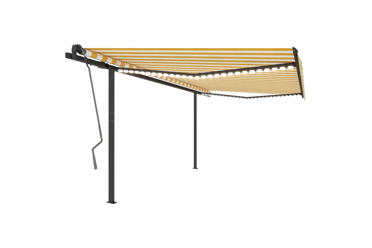 Vidaxl Manual Retractable Awning With Led 4.5x3 M Yellow And White