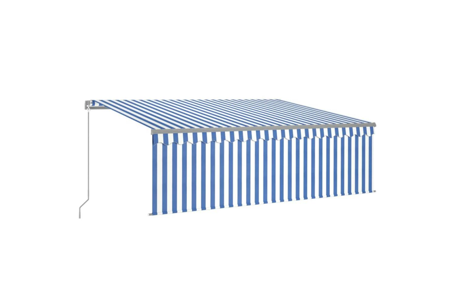 Vidaxl 3069436 Manual Retractable Awning With Blind 4.5x3m Blue&white