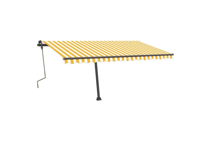 Vidaxl 3069763 Manual Retractable Awning With Led 450x300 Cm Yellow And White