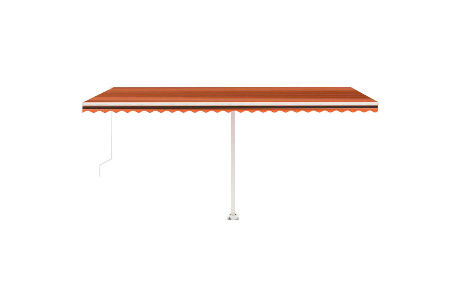 Vidaxl 3069660 Freestanding Manual Retractable Awning 500x350 Cm Orange/brown