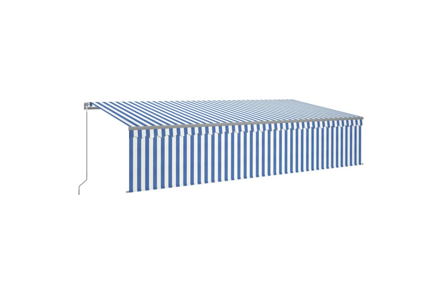 Vidaxl 3069481 Manual Retractable Awning With Blind&led 6x3m Blue&white