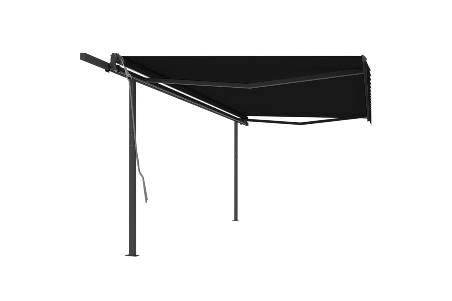 Vidaxl Manual Retractable Awning With Posts 5x3 M Anthracite