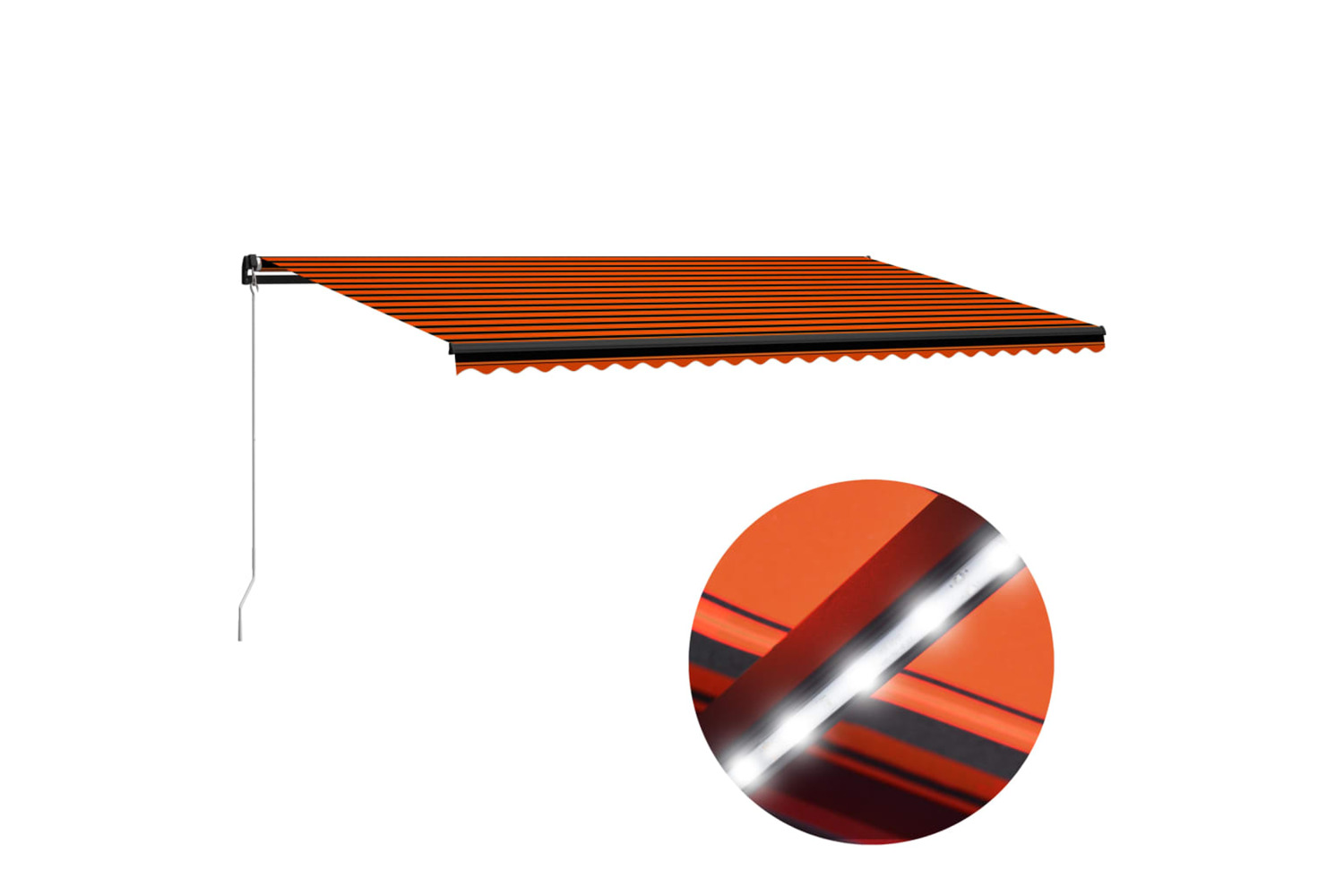 Vidaxl Manual Retractable Awning With Led 600x300 Cm Orange And Brown