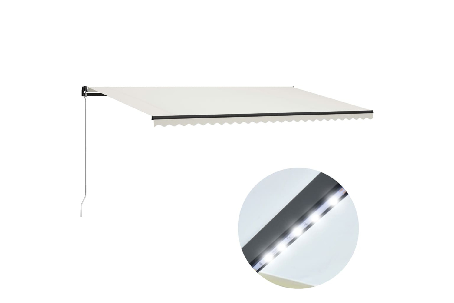 Vidaxl Manual Retractable Awning With Led 600x300 Cm Cream