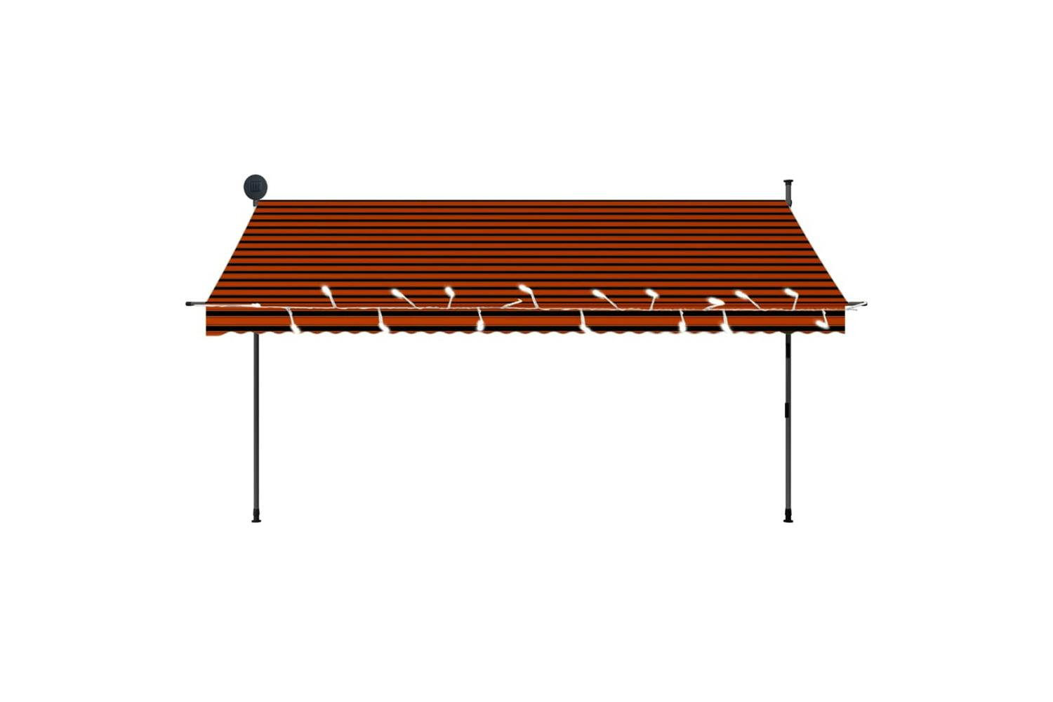 Vidaxl 145881 Manual Retractable Awning With Led 350 Cm Orange And Brown