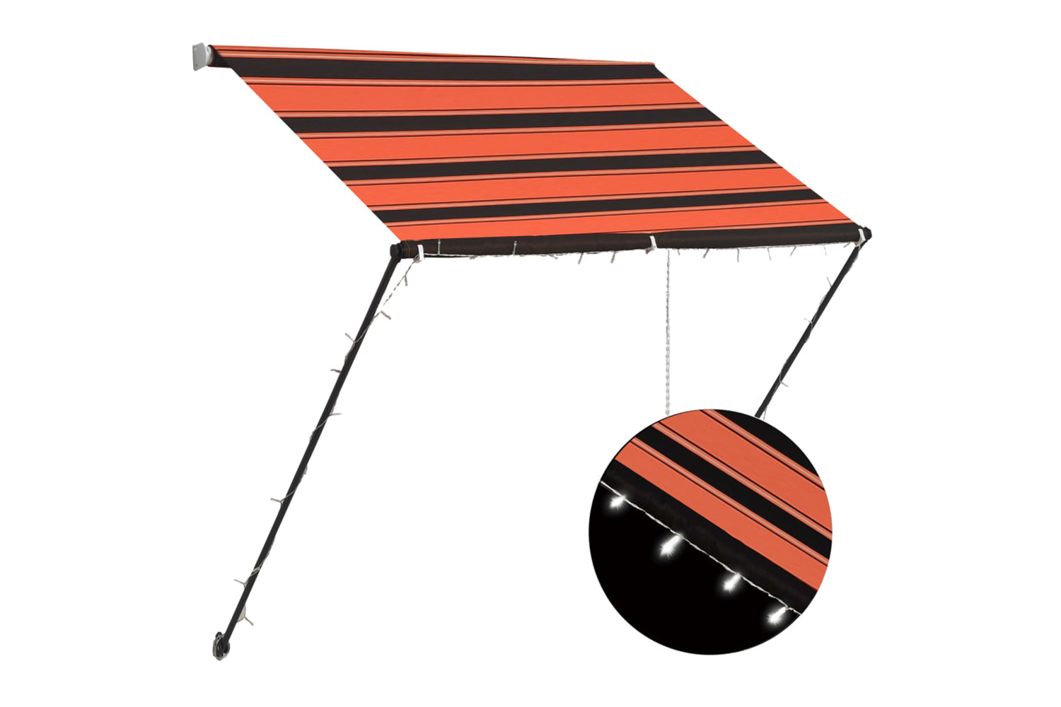 vidaXL 145929 Retractable Awning With Led 150x150cm Orange And Brown