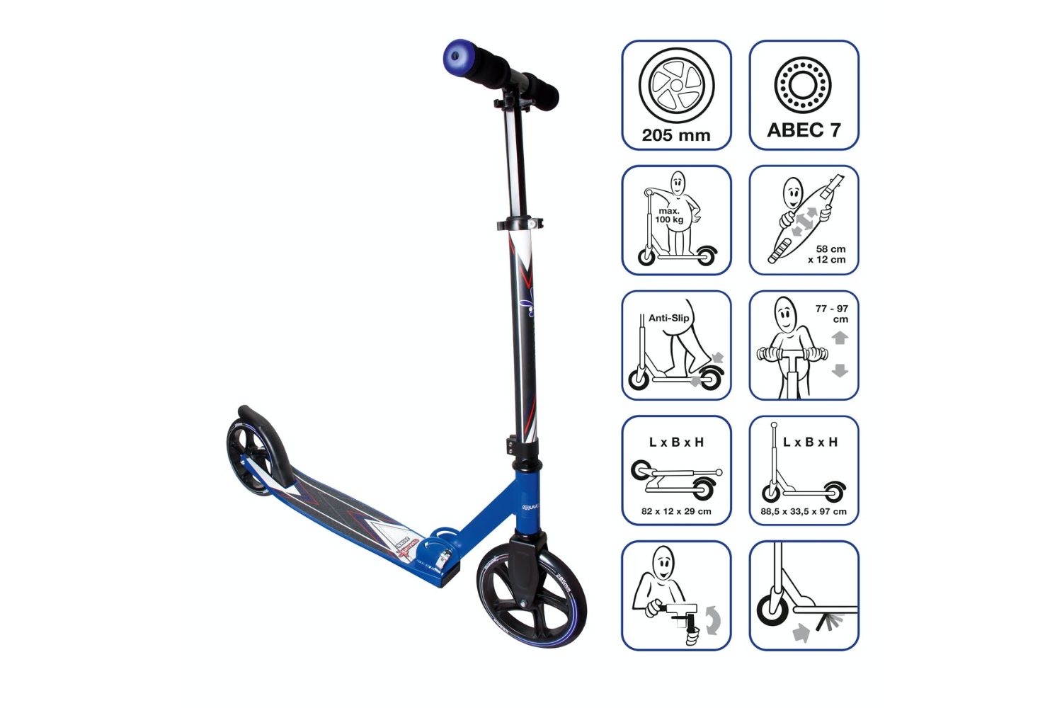 Muuwmi 462 Foldable Kickscooter | 205 mm | Blue