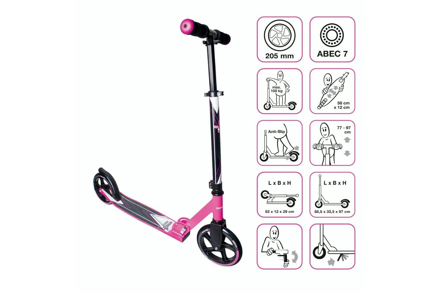 Muuwmi Foldable Kickscooter | 205 mm | Pink