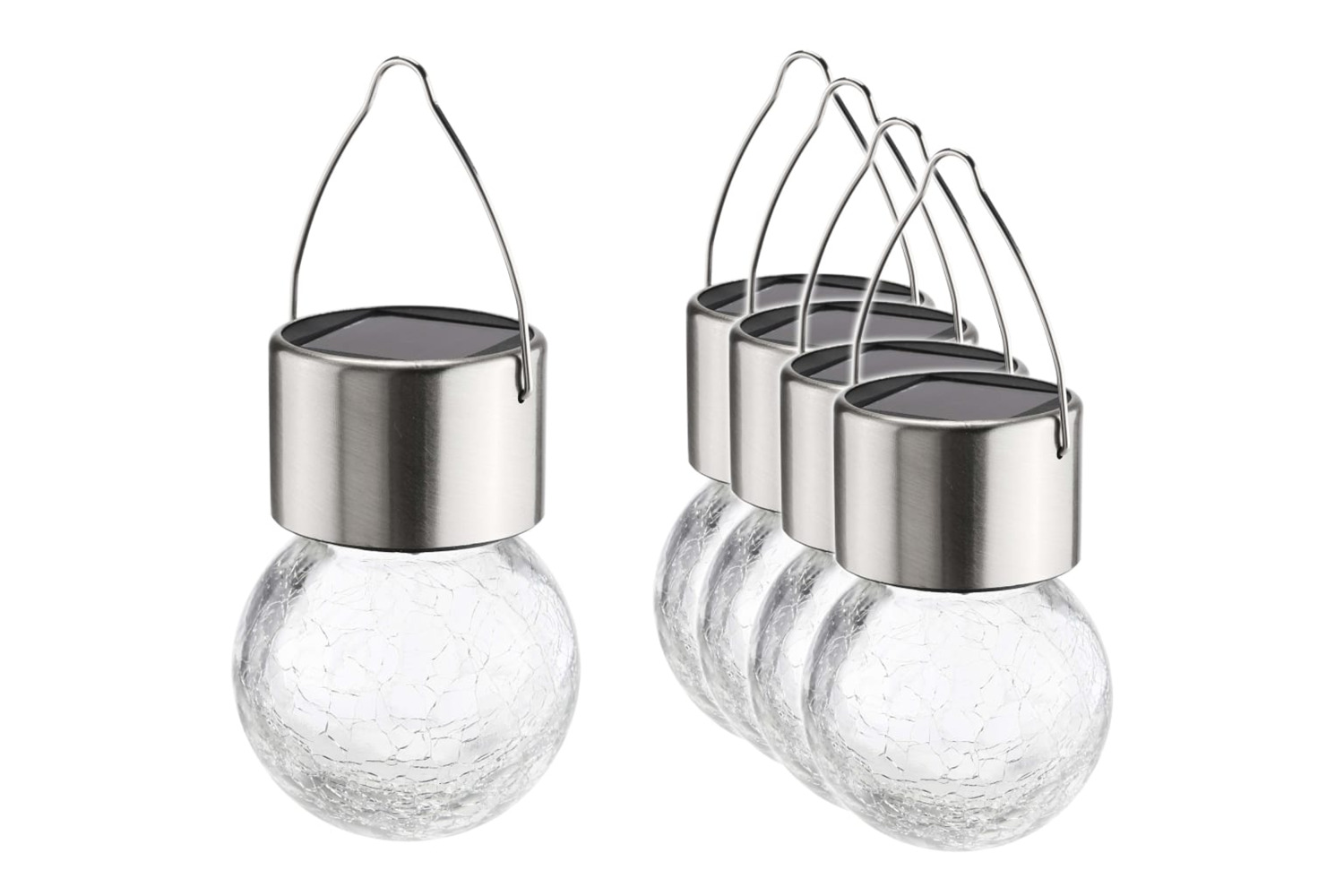 Hi Solar Led Hangers 5 Pcs Crackle Glass