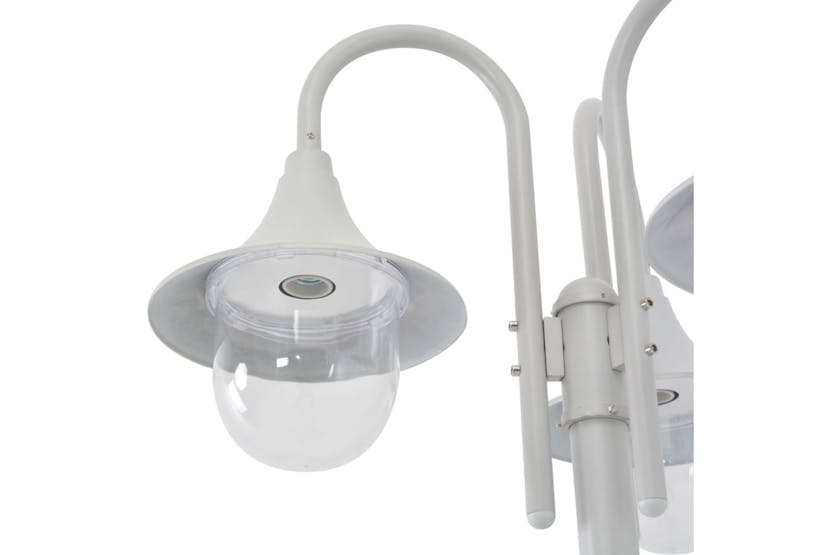 Vidaxl 44206 Garden Post Light E27 220 Cm Aluminium 3-lantern White