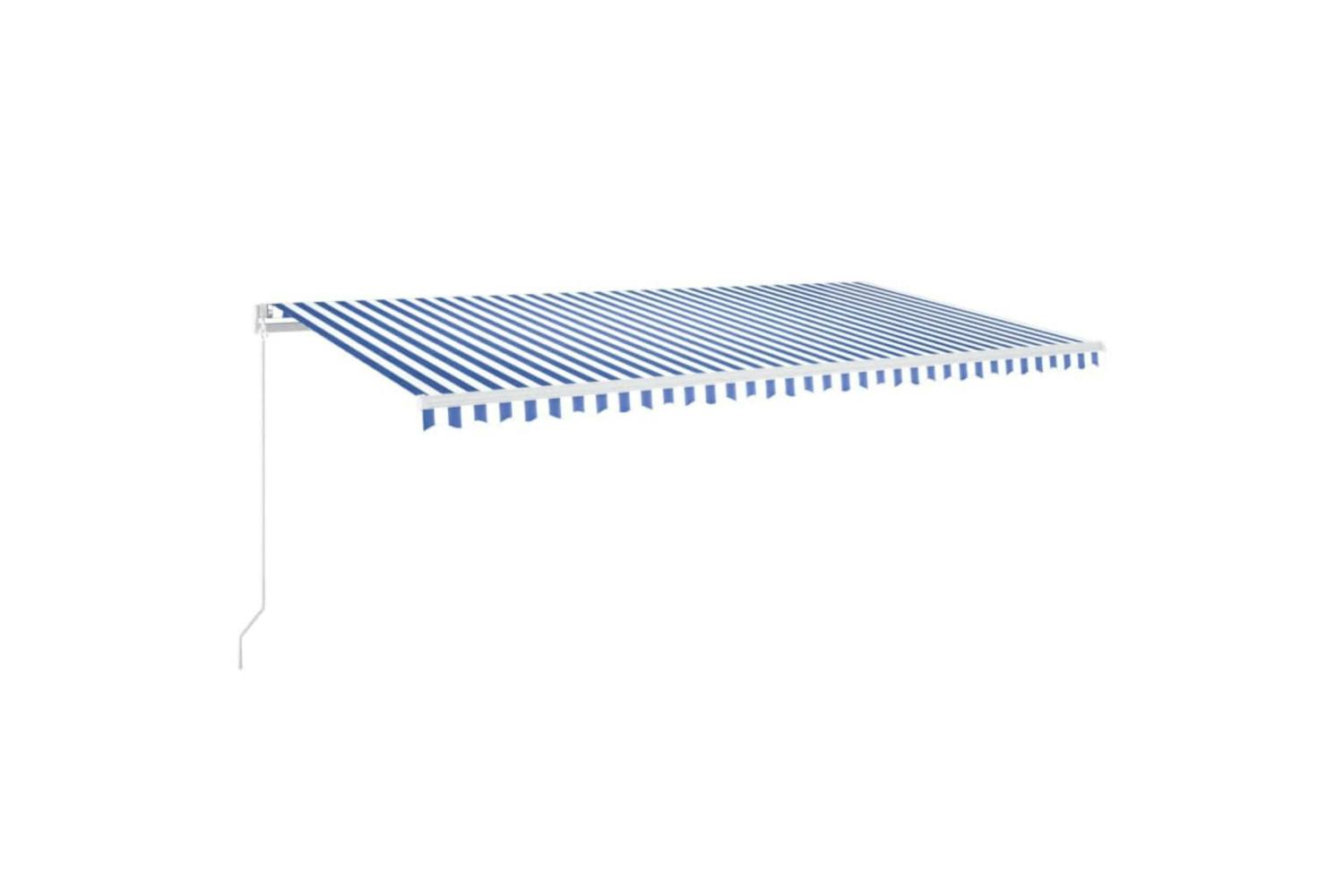 Vidaxl 3069041 Manual Retractable Awning With Led 600x350 Cm Blue And White