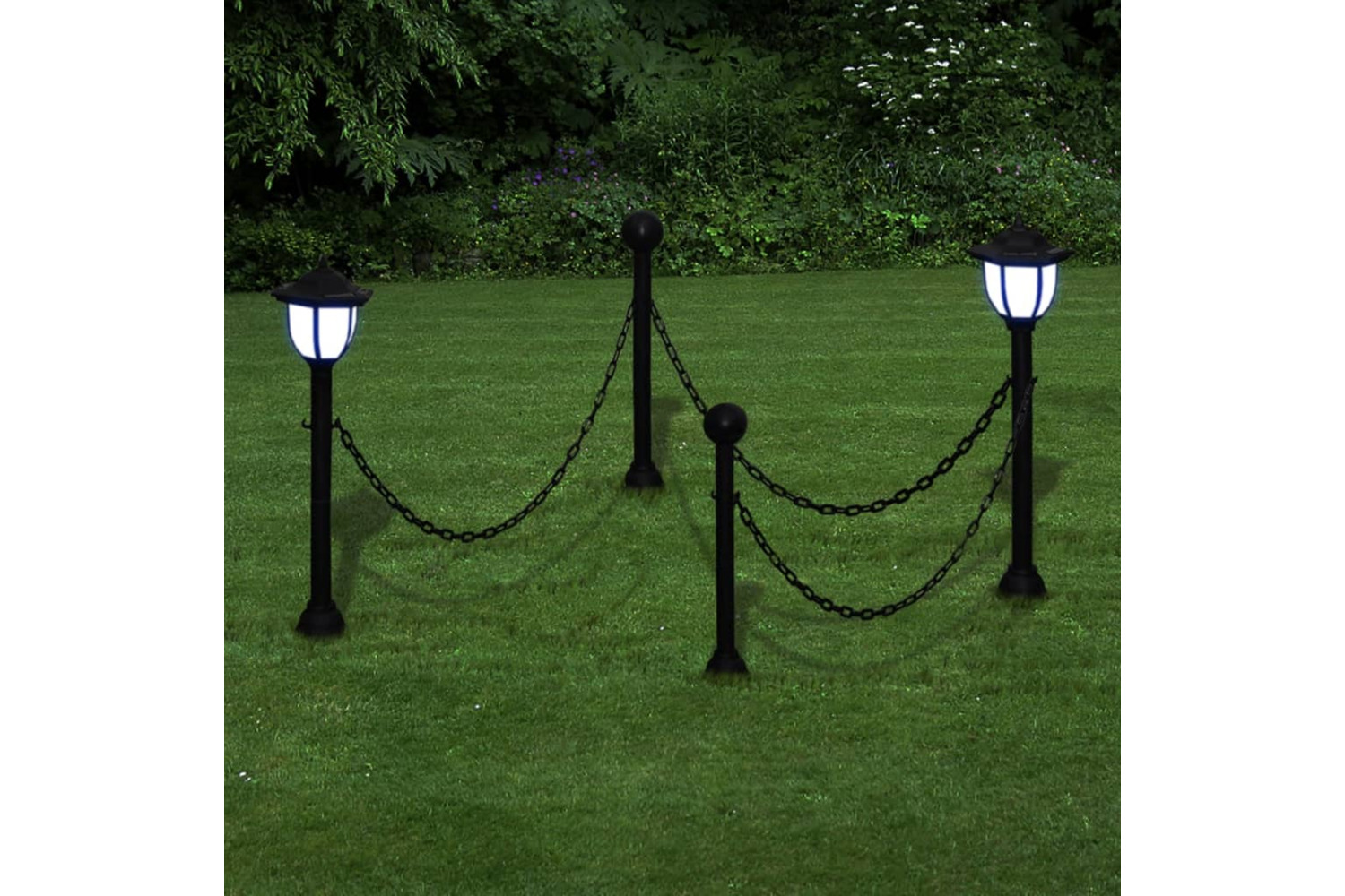 vidaXL 277119 Solar Lights 4 Pcs With Chain Fence And Poles