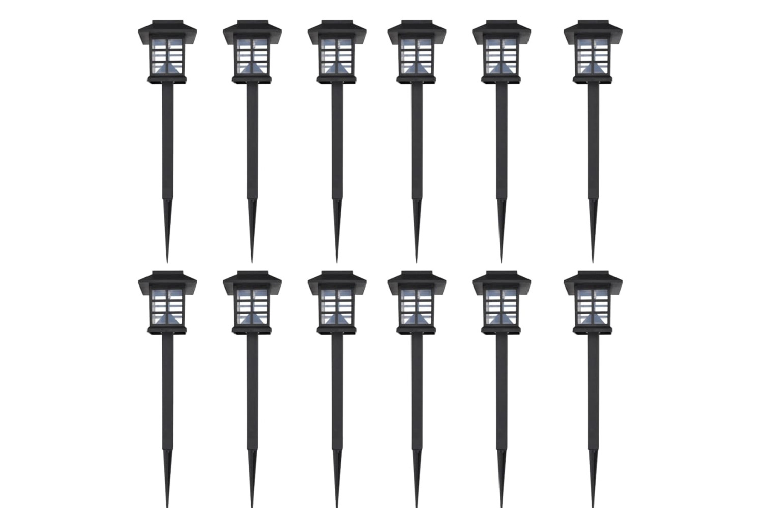 vidaXL 41161 Outdoor Solar Lamp Led Light 12 Pcs Spike 8.6 X 8.6 X 38cm