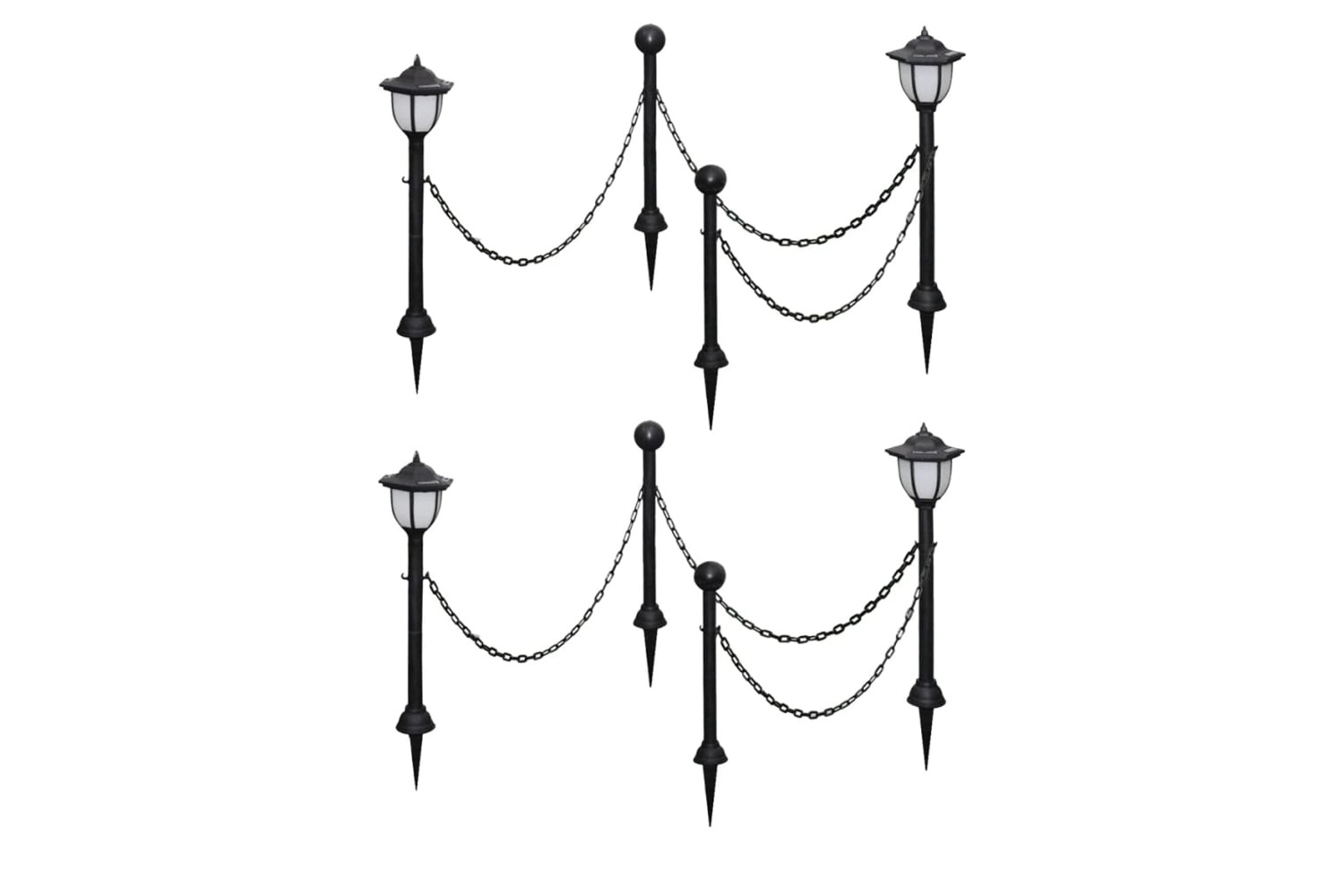 vidaXL 277119 Solar Lights 4 Pcs With Chain Fence And Poles
