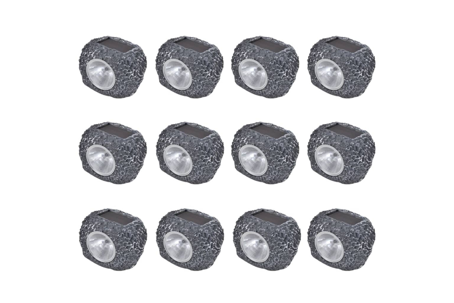Vidaxl Outdoor Solar Powered Led Spotlight Stone Shape 12 Pcs