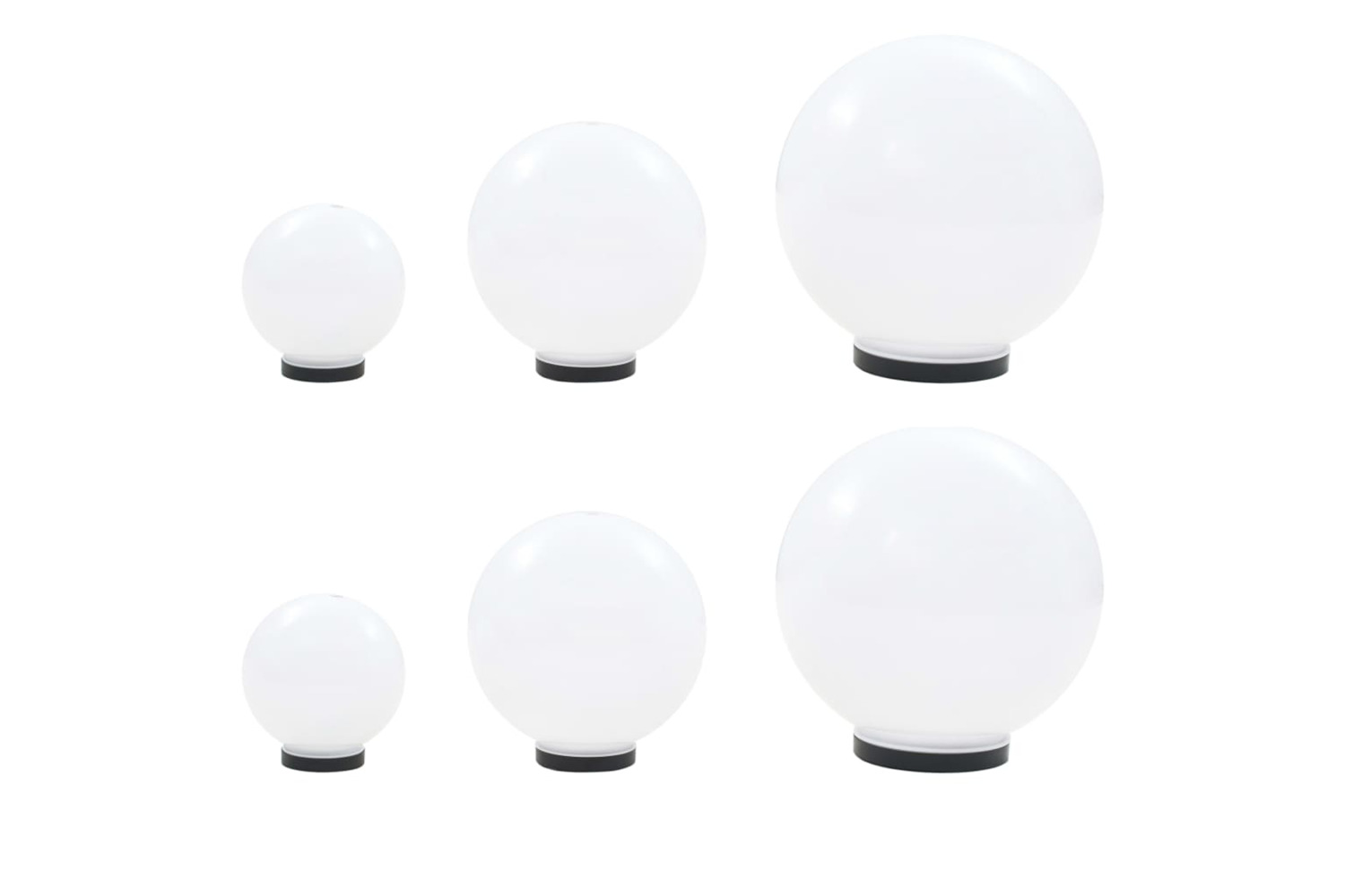 vidaXL 277146 6 Piece Led Bowl Lamp Set Spherical 20/30/40cm Pmma