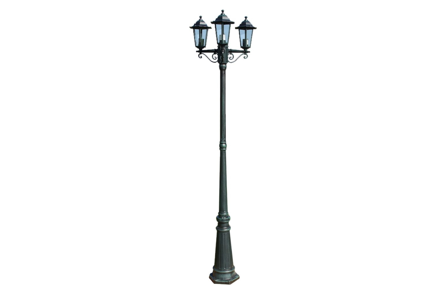 vidaXL 40246 Garden Light Post 3-arms 215cm Dark Green/black Aluminium