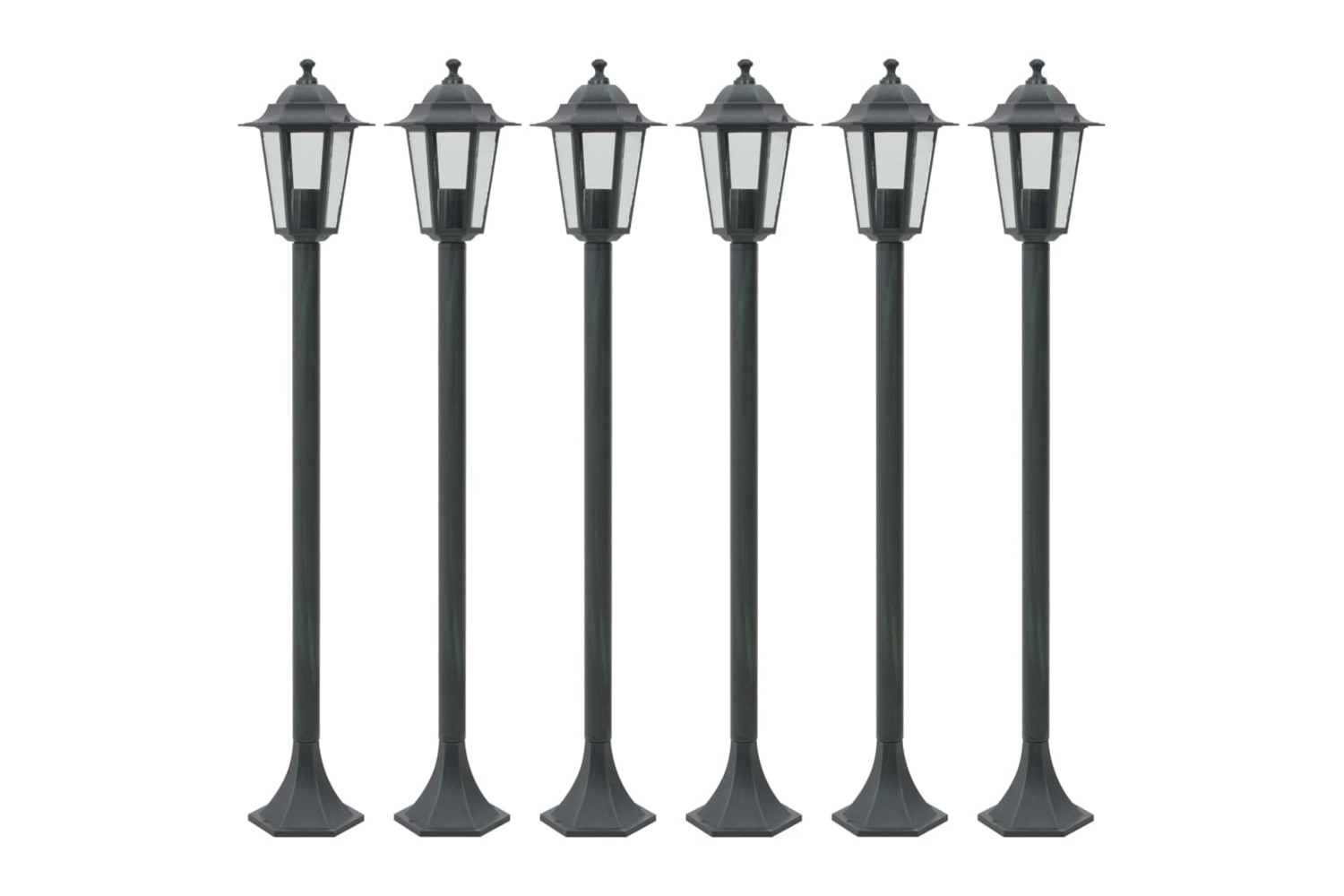 vidaXL 44214 Garden Post Lights 6 Pcs E27 110cm Aluminium Dark Green