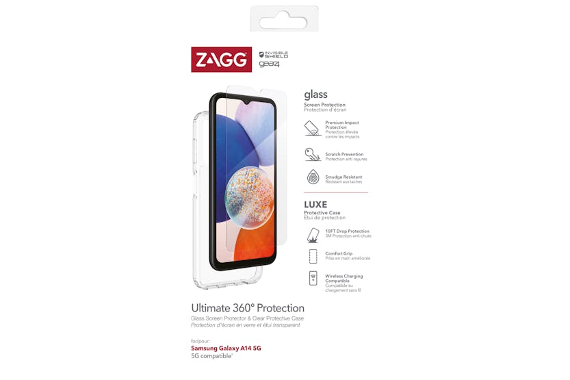 Zagg Gear4 Luxe for Samsung Galaxy A14 Case Bundle | Clear