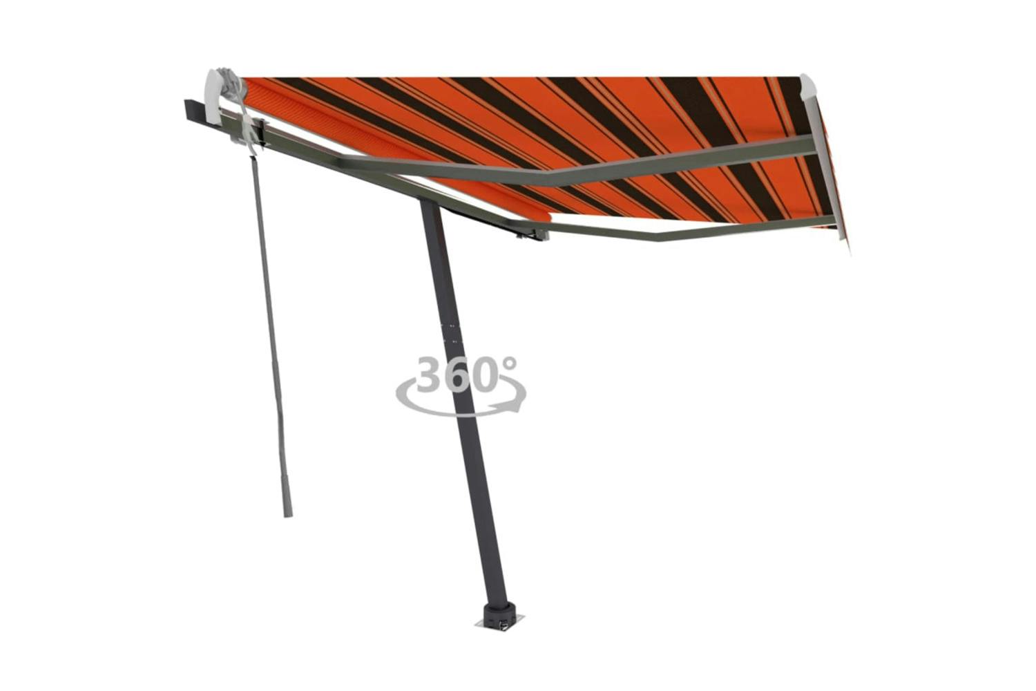 Vidaxl 3069700 Freestanding Manual Retractable Awning 300x250 Cm Orange/brown
