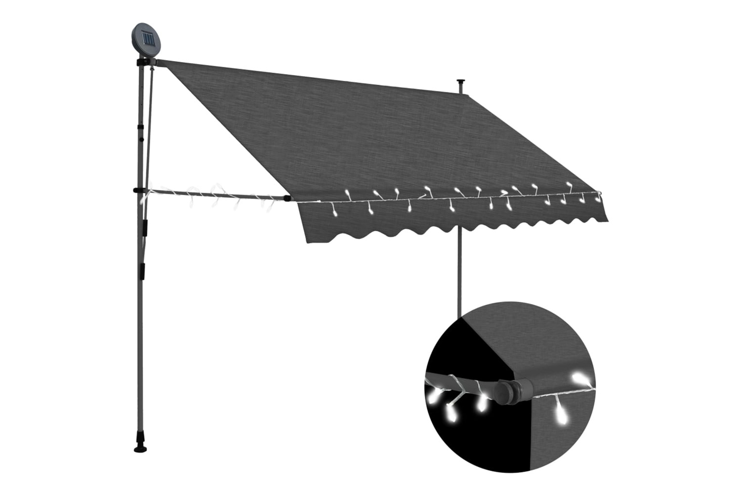 vidaXL 145865 Manual Retractable Awning With Led 250cm Anthracite