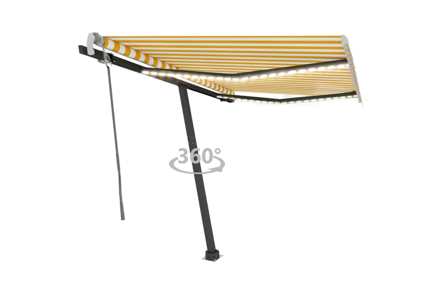 Vidaxl Manual Retractable Awning With Led 300x250 Cm Yellow And White