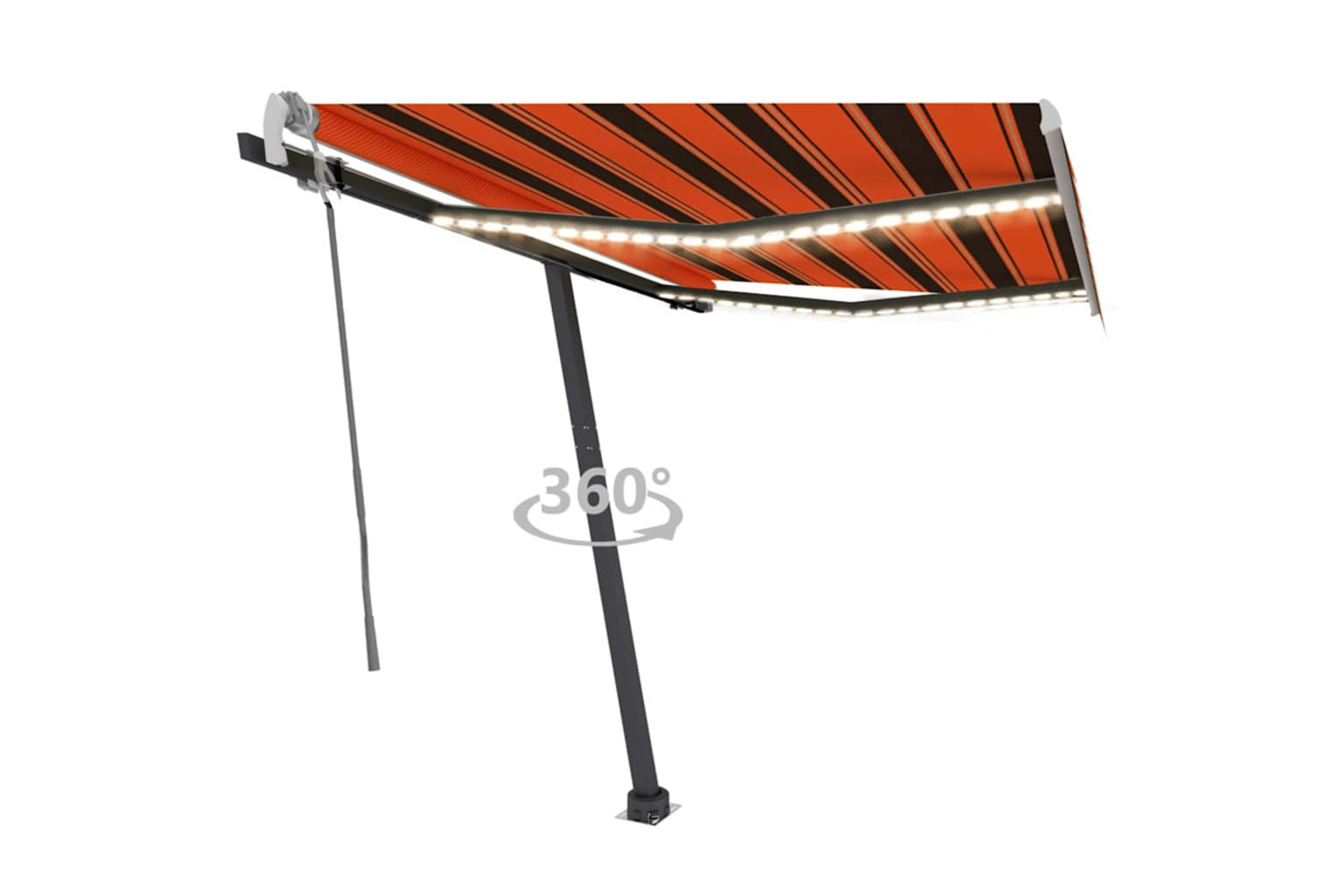Vidaxl Manual Retractable Awning With Led 300x250 Cm Orange And Brown
