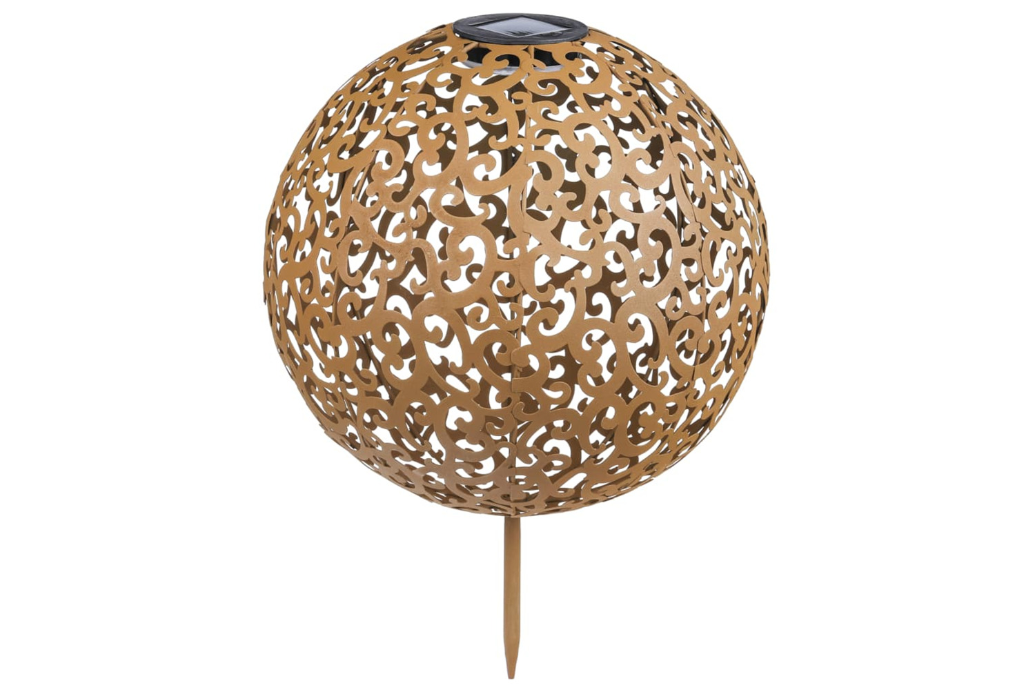 Hi Led Solar Garden Ball Light 28.5 Cm Metal Brown