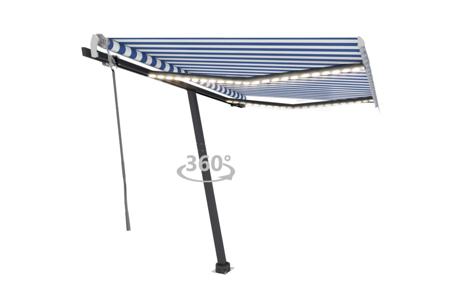 Vidaxl Manual Retractable Awning With Led 300x250 Cm Blue And White