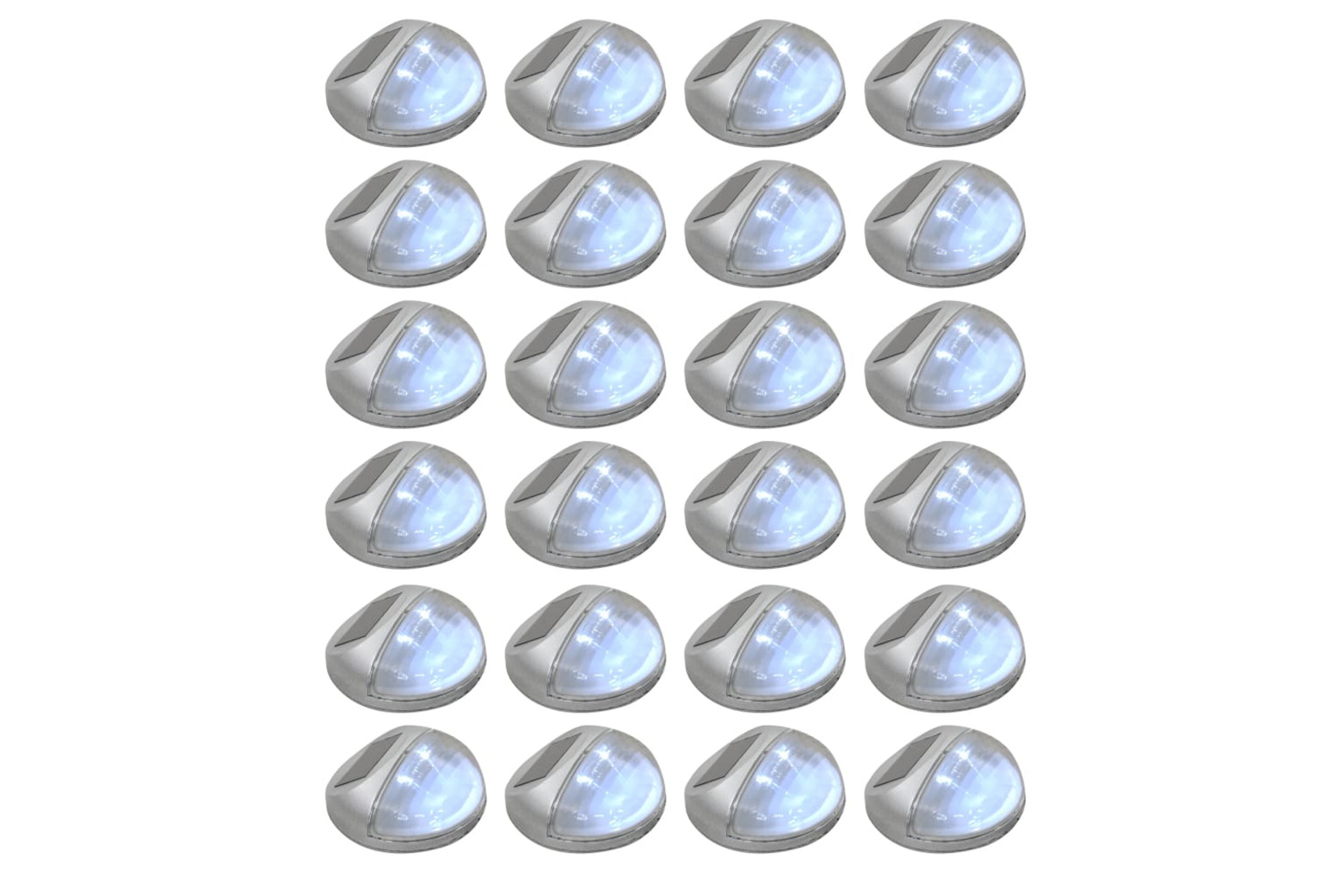vidaXL 277140 Outdoor Solar Wall Lamps Led 24 Pcs Round Silver