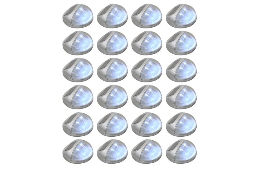 Vidaxl 277140 Outdoor Solar Wall Lamps Led 24 Pcs Round Silver