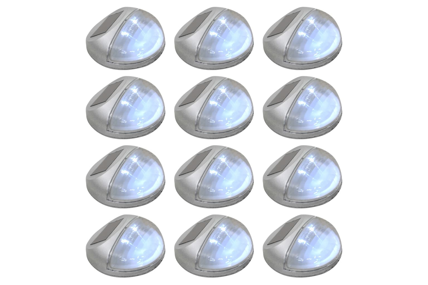 vidaXL 44473 Outdoor Solar Wall Lamps Led 12 Pcs Round Silver