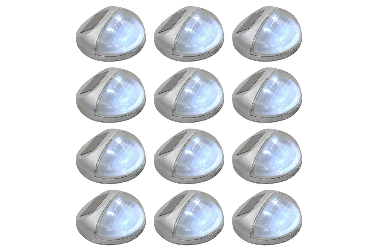 Vidaxl 44473 Outdoor Solar Wall Lamps Led 12 Pcs Round Silver