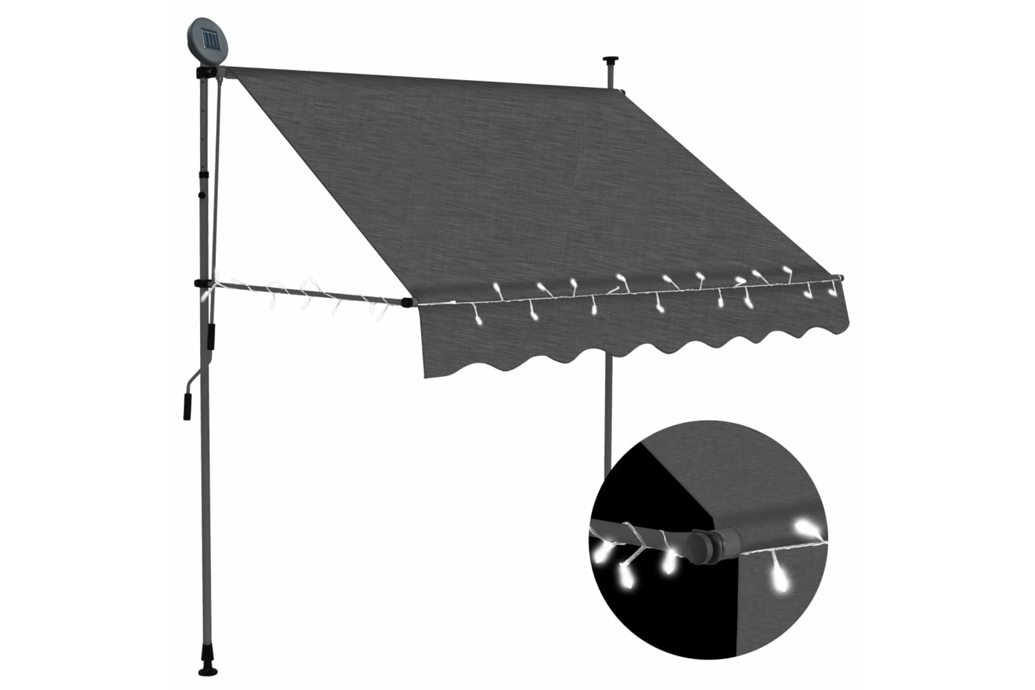 vidaXL 145862 Manual Retractable Awning With Led 100cm Anthracite