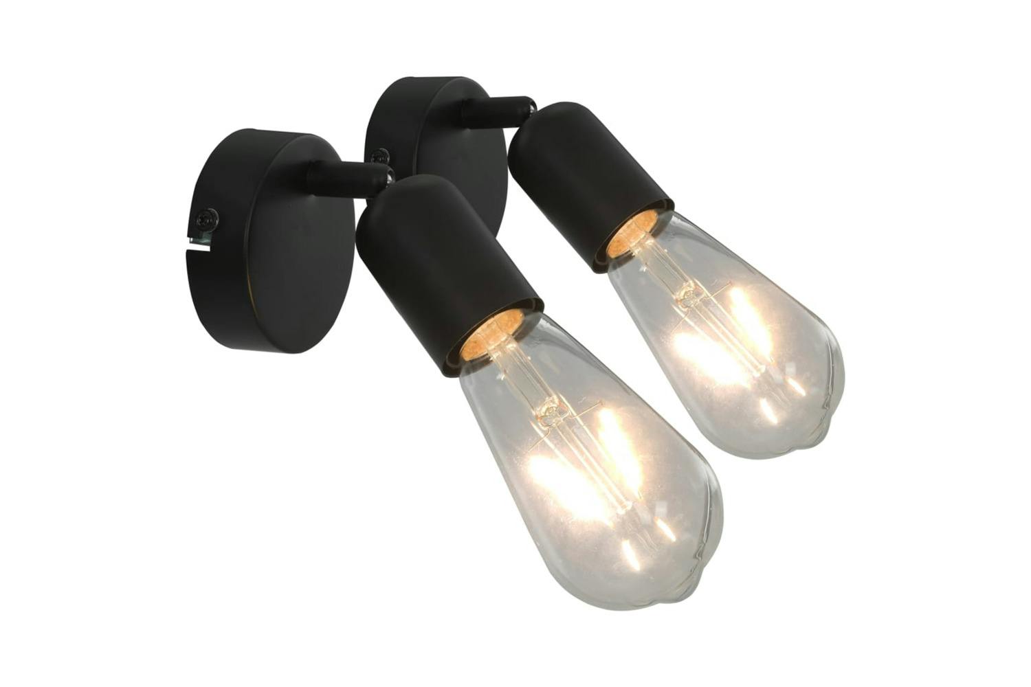 Vidaxl 281411 Spot Lights 2 Pcs With Filament Bulbs 2 W Black E27