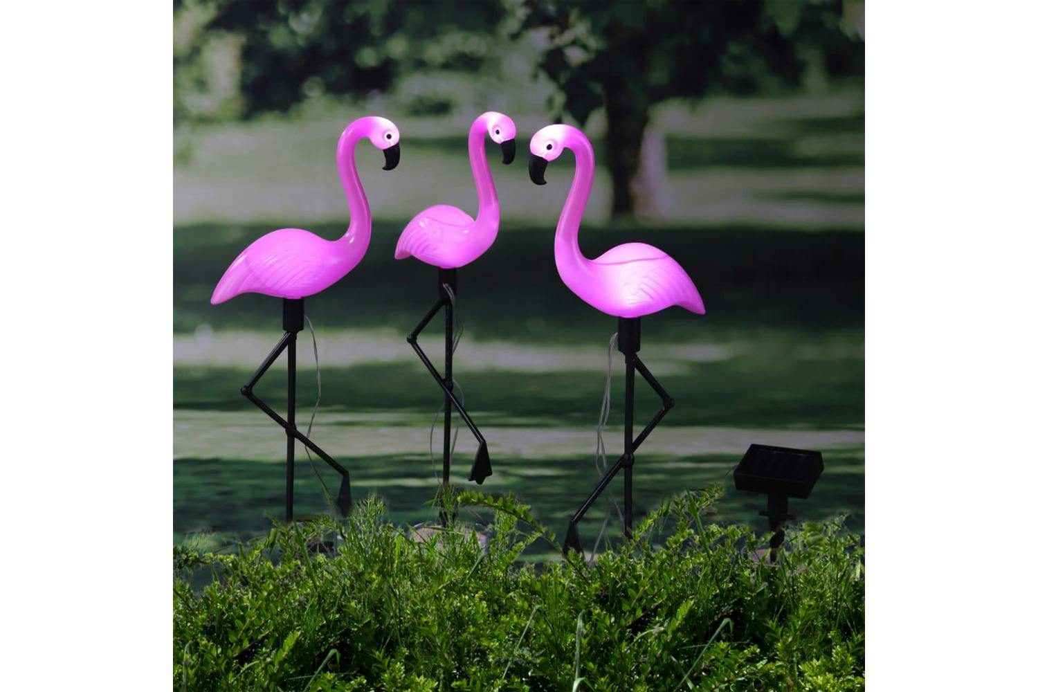 Hi Solar Led Garden Stake Flamingo 3 Pcs