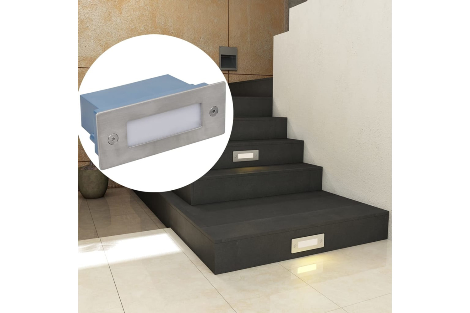 vidaXL 41717 2 Led Recessed Stair Light 44 X 111 X 56mm