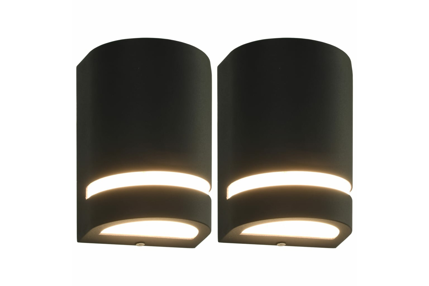vidaXL 45648 Outdoor Wall Lights 2 Pcs 35 W Black Half-round