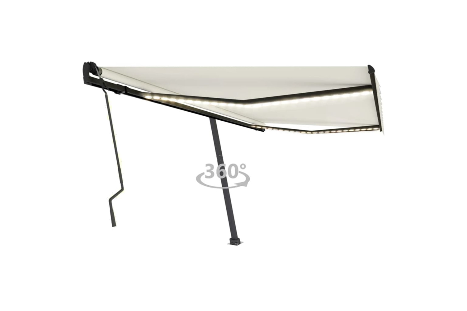 Vidaxl Manual Retractable Awning With Led 400x300 Cm Cream